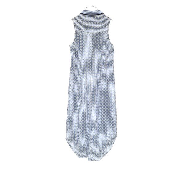 Anthropologie Kismet Shirt Dress Button Up Sleeveless Midi Eyelet Blue Stripe 2 - Picture 11 of 11